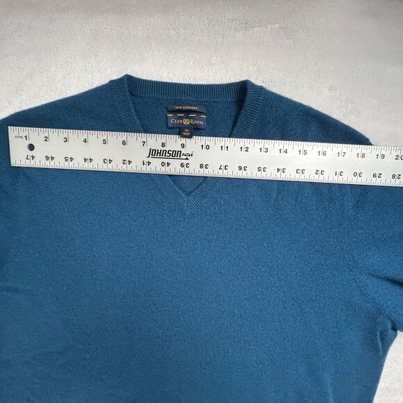 Club Room Mens XL Blue 100% Cashmere V-Neck Sweater Pullover Lightweight Casual - Picture 5 of 7